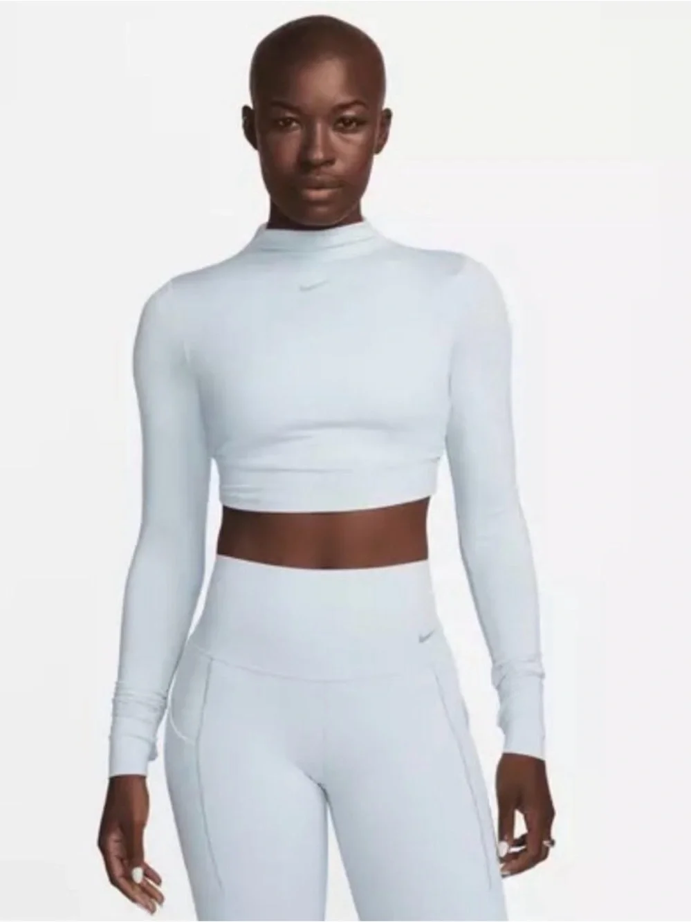 Nike Dri-FIT Baby Blue Cropped Mock Neck — Sz M